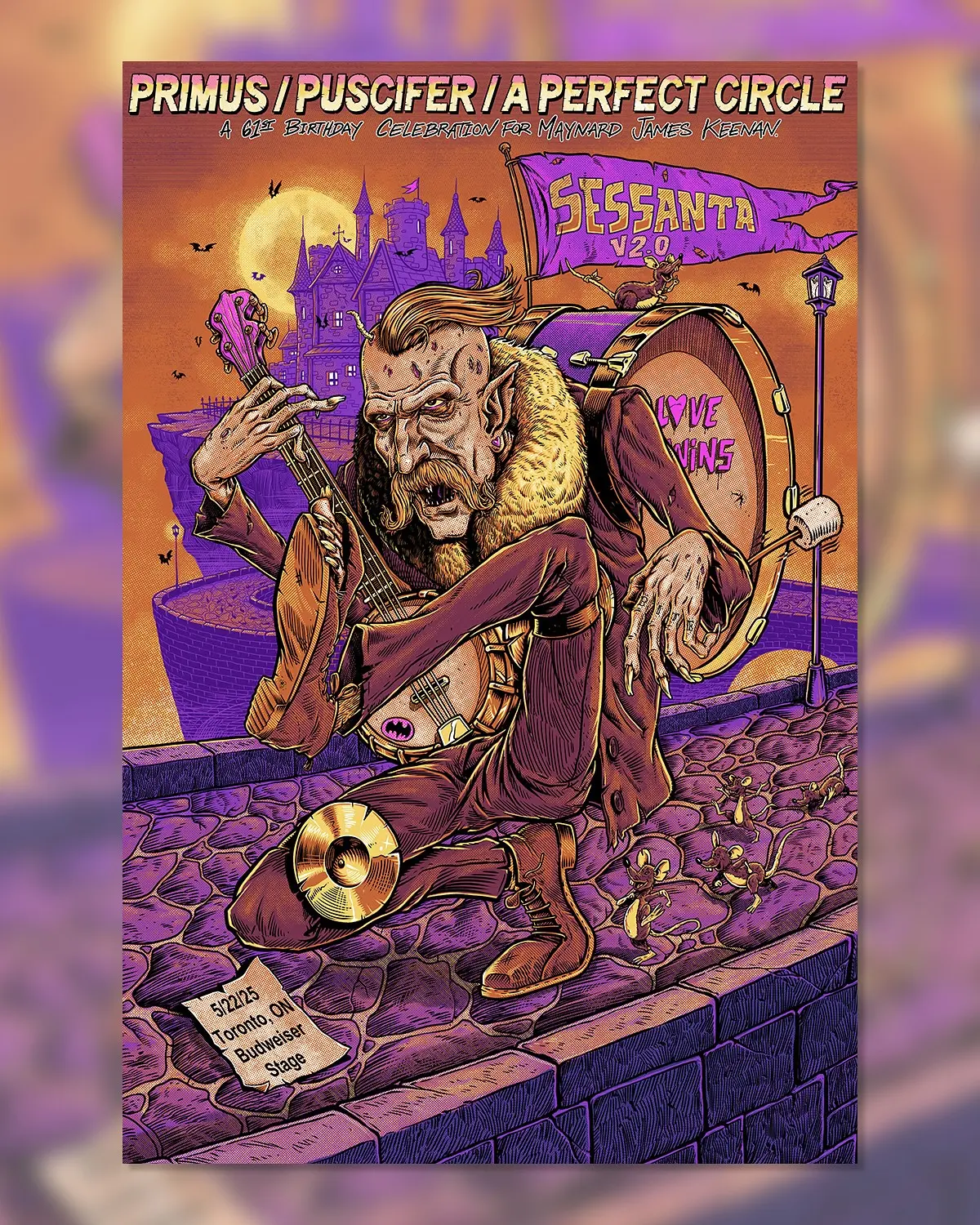 Puscifer’s Sessanta Merch Hits Budweiser Stage Sessanta lands at Budweiser Stage with limited posters, tees and a candy-apple vinyl drop.