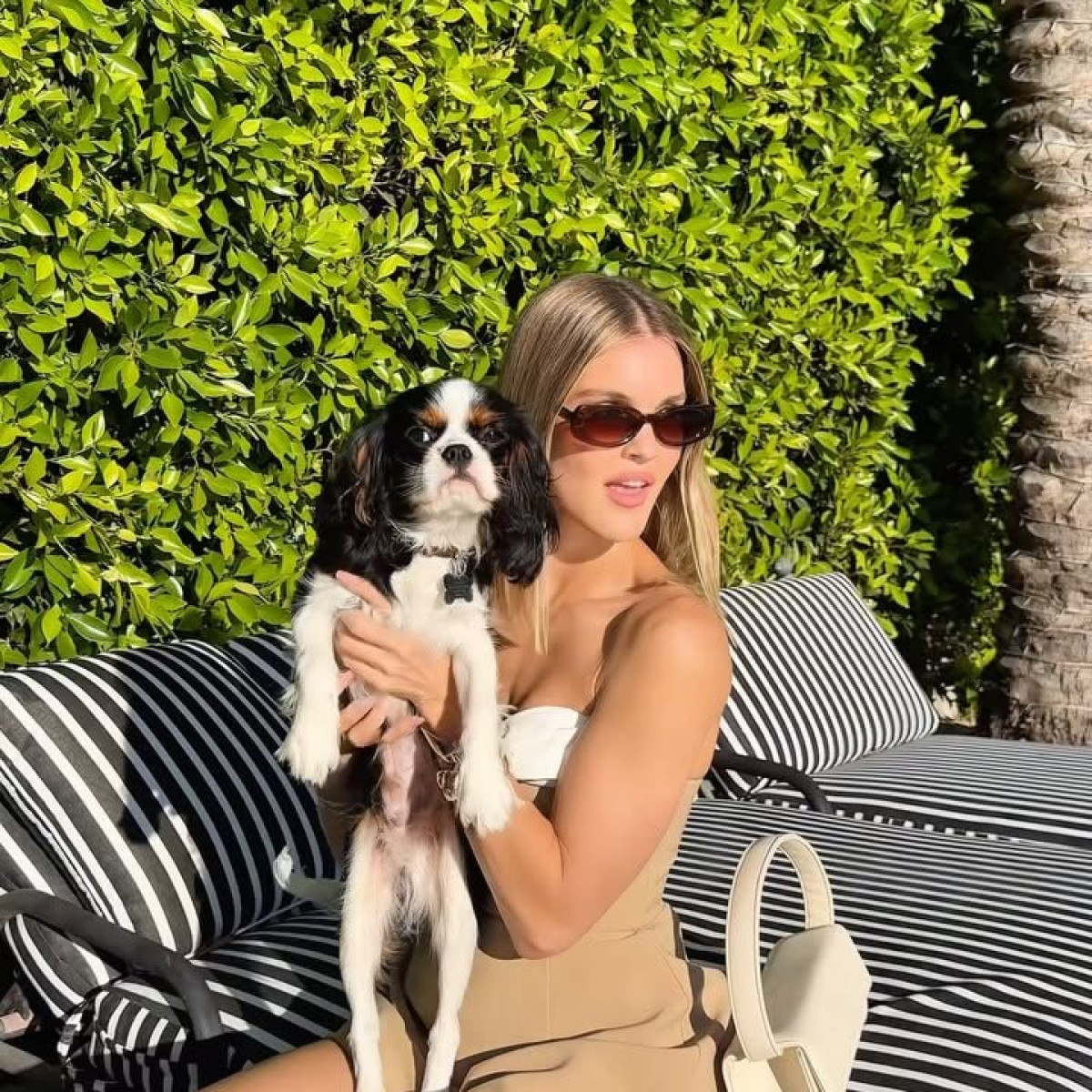 Regal Moments: Joy Corrigan and Her Prince Joy Corrigan dazzles with a chic canine companion, showcasing a refined yet playful look!!