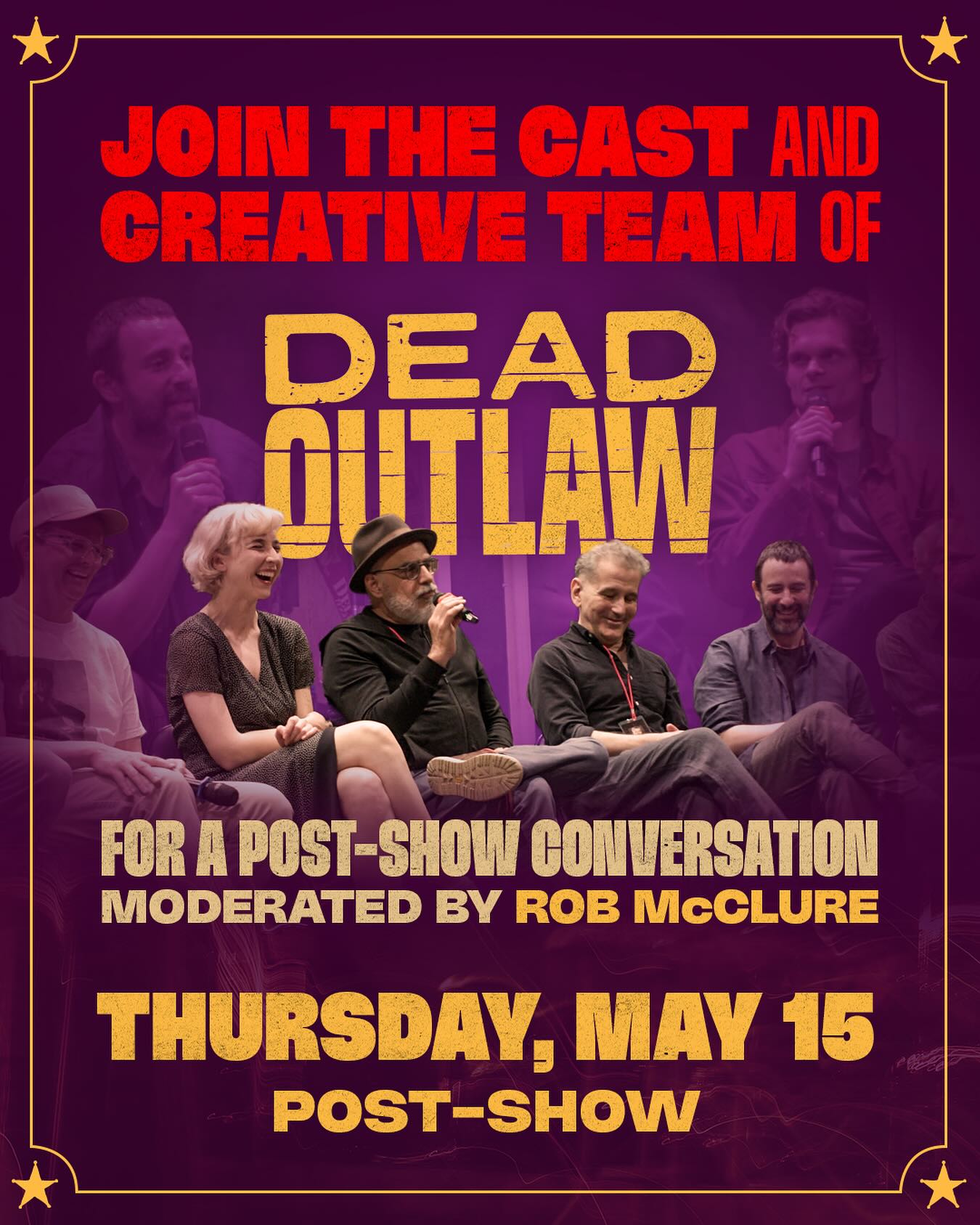 Rob McClure Leads Post-Show Talkback at Dead Outlaw Musical Broadway star Rob McClure hosts post-show talkback, revealing exclusive behind-stage insights.