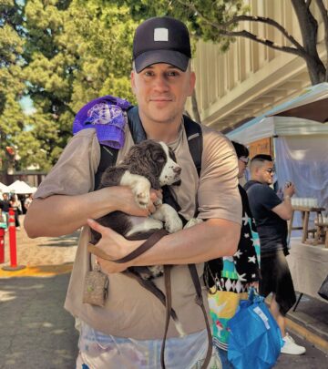 Actor Robert Hoffman charms fans with a quirky puppy proclamation and playful social media