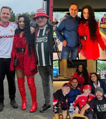 Singer Rowetta mingled with fans at United’s Fanzone, posing for photos and singing along.
