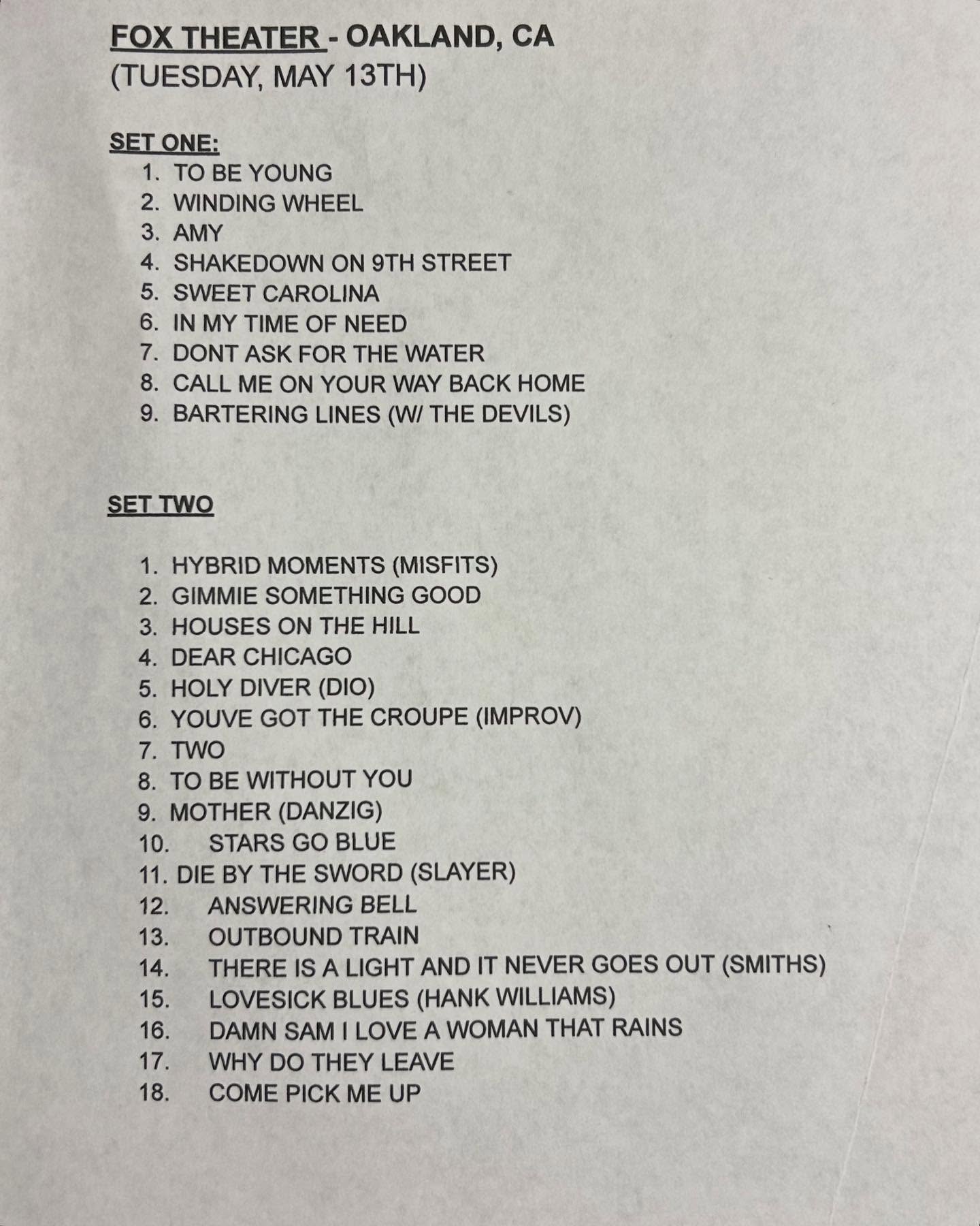 Live performance thrills Oakland fans as Ryan Adams delivers Heartbreaker Tour magic in CA