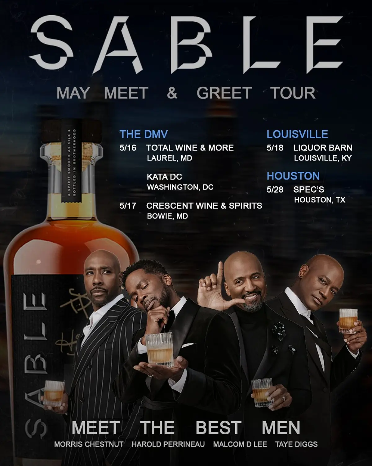 Sable Bourbon Tour Kicks Off May 16 with Taye Diggs Join the Sable Bourbon tour with bottle signings, autographs, and stories across US cities.