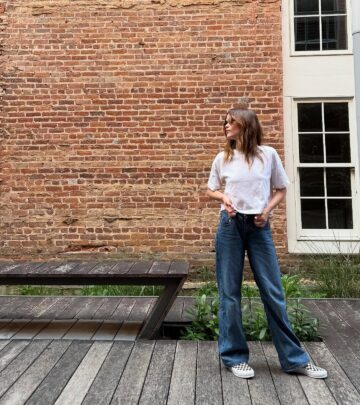 Sarah Catherine Hook Embraces Vans In Striking On-Set Look