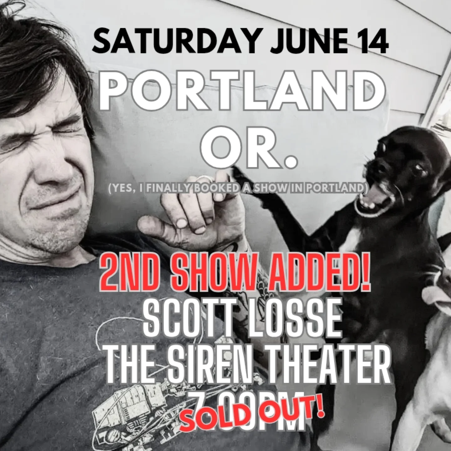 Scott Losse Adds Second Portland Show After Sell-Out Portland crowds rejoice as comedian adds a 9:15 PM show on June 14 after the 7 PM sold out