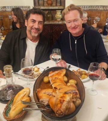 Join Conan on a stylish Spain trip with Javier Bardem capturing moments of humor & allure!