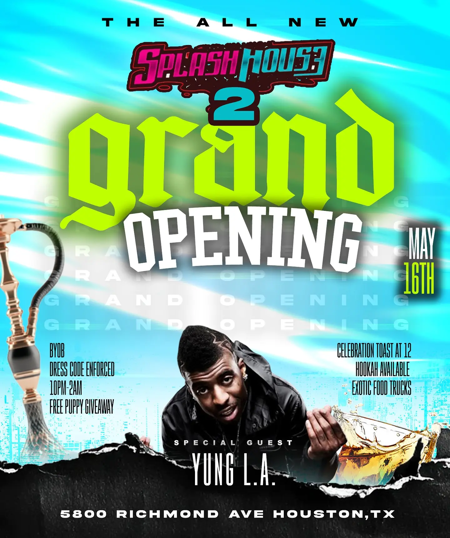 Splash House 2 Grand Opening Vibrant night energy ignites Houston vibes as Splash House 2 debuts with wild beats. Now!!