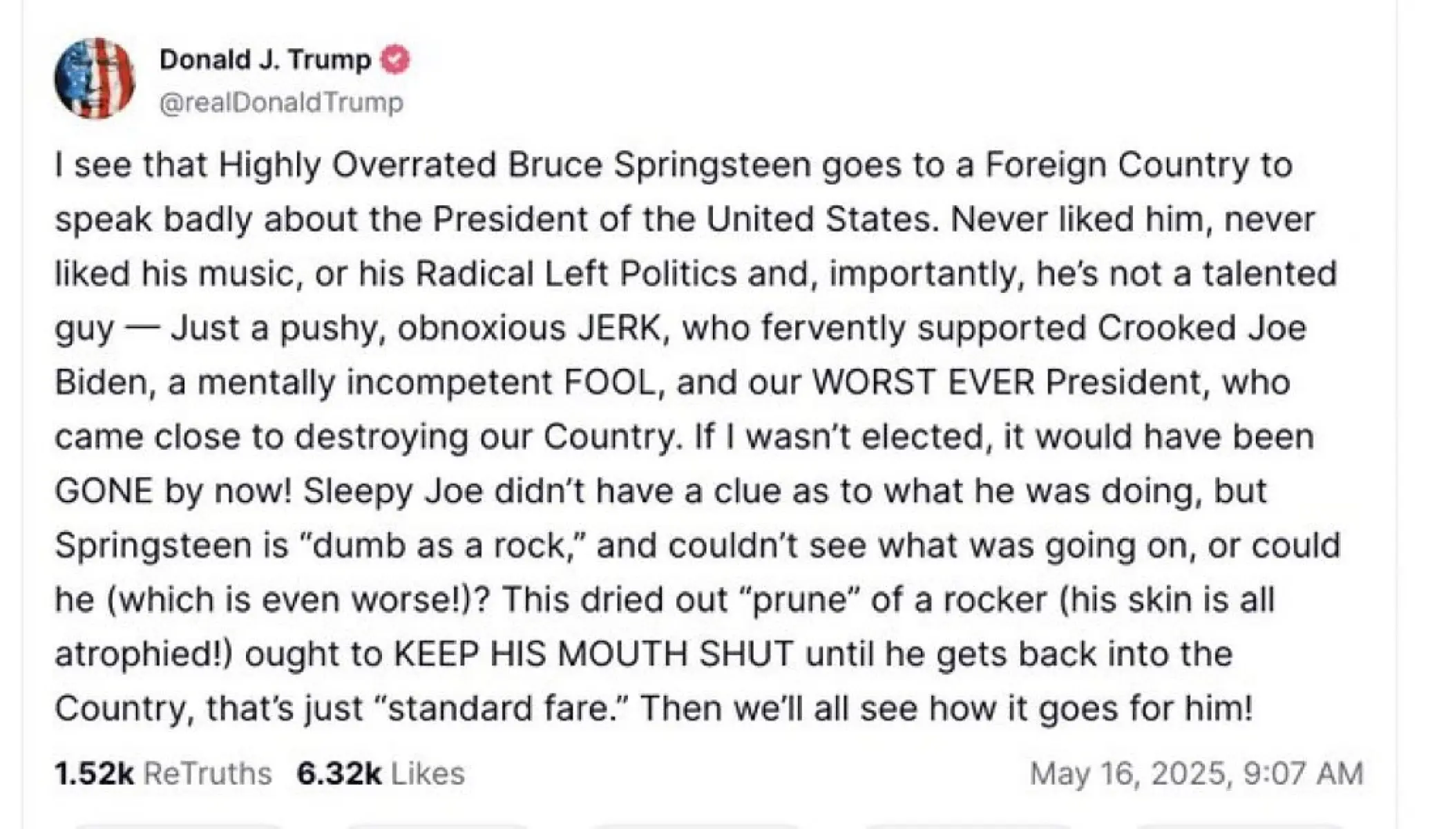 Fugelsang contrasts Springsteen's esteem with Trump's polar legacy across the U.S. today!!