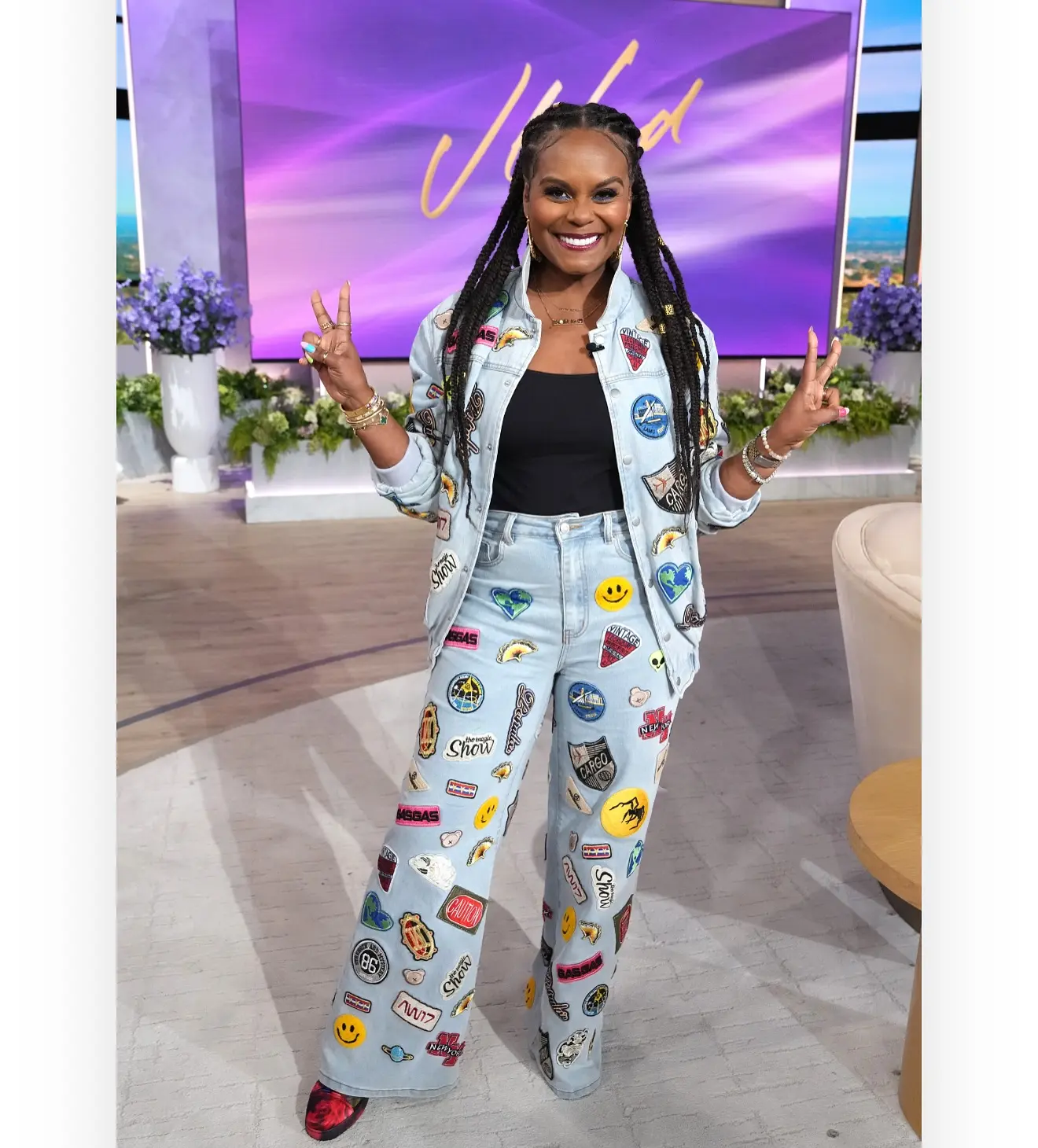 Tabitha Brown Shines on The Jennifer Hudson Show in Denim Suit Vegan influencer dazzles in blue denim while chatting style, cooking tips on daytime talk.