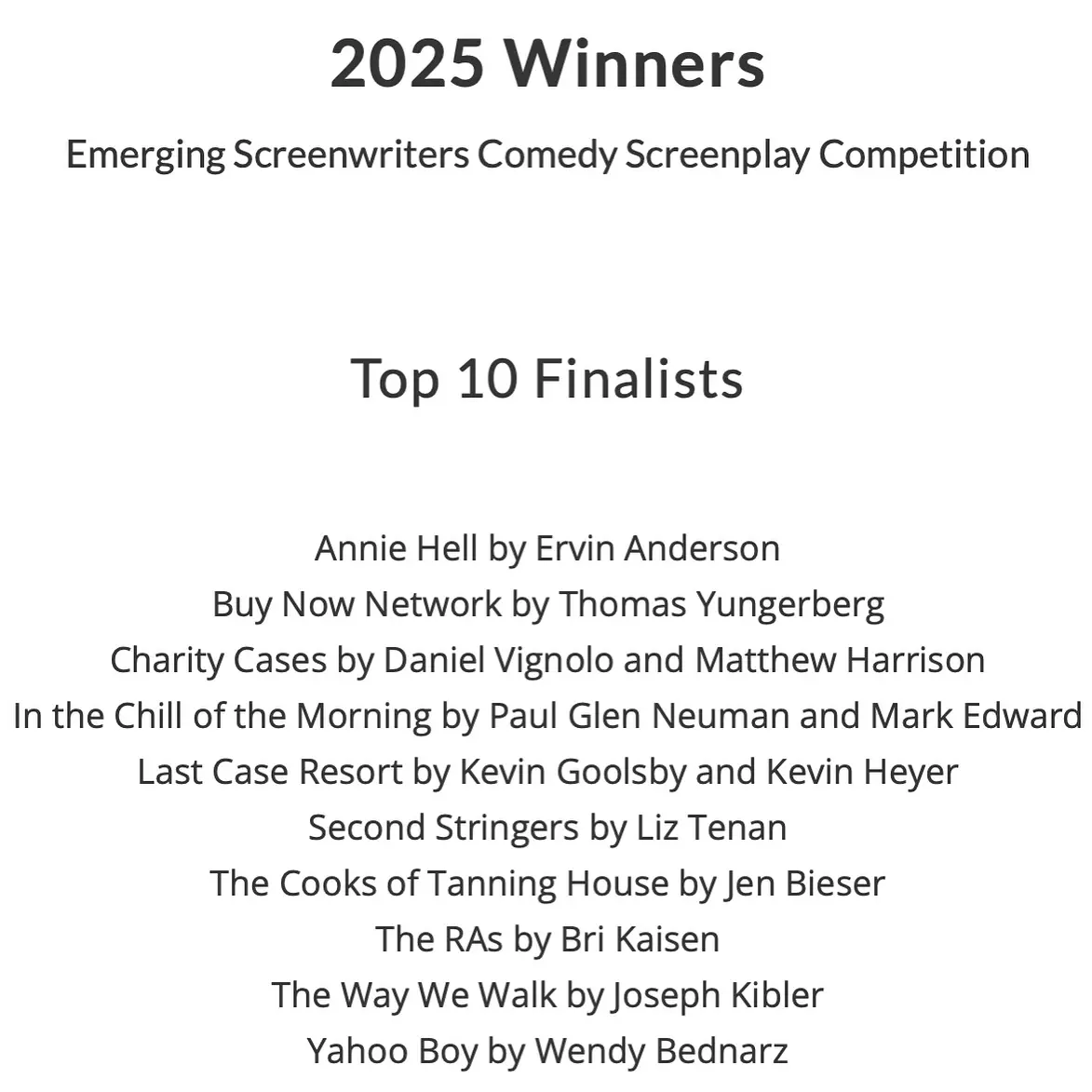 The Way We Walk Finalist at Emerging Screenwriters