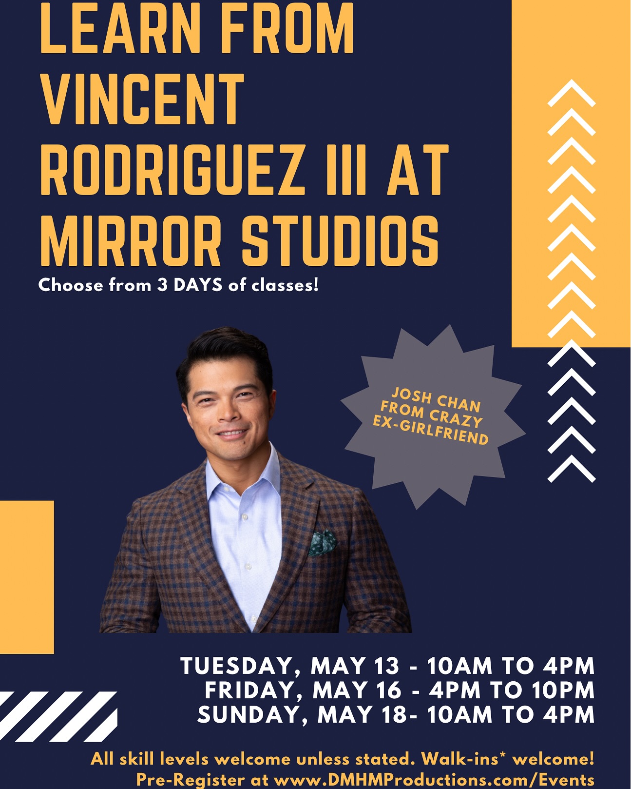 Time Change Alert: Masterclass With Vincent Rodriguez III Discover Vincent Rodriguez III's Broadway insights in his exclusive masterclass session!!!