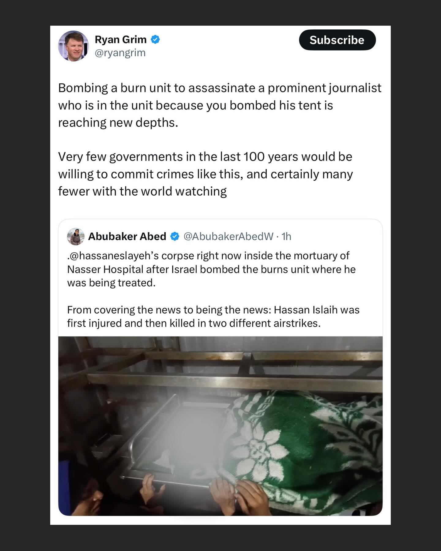 Tribute to Legendary Reporter in Gaza