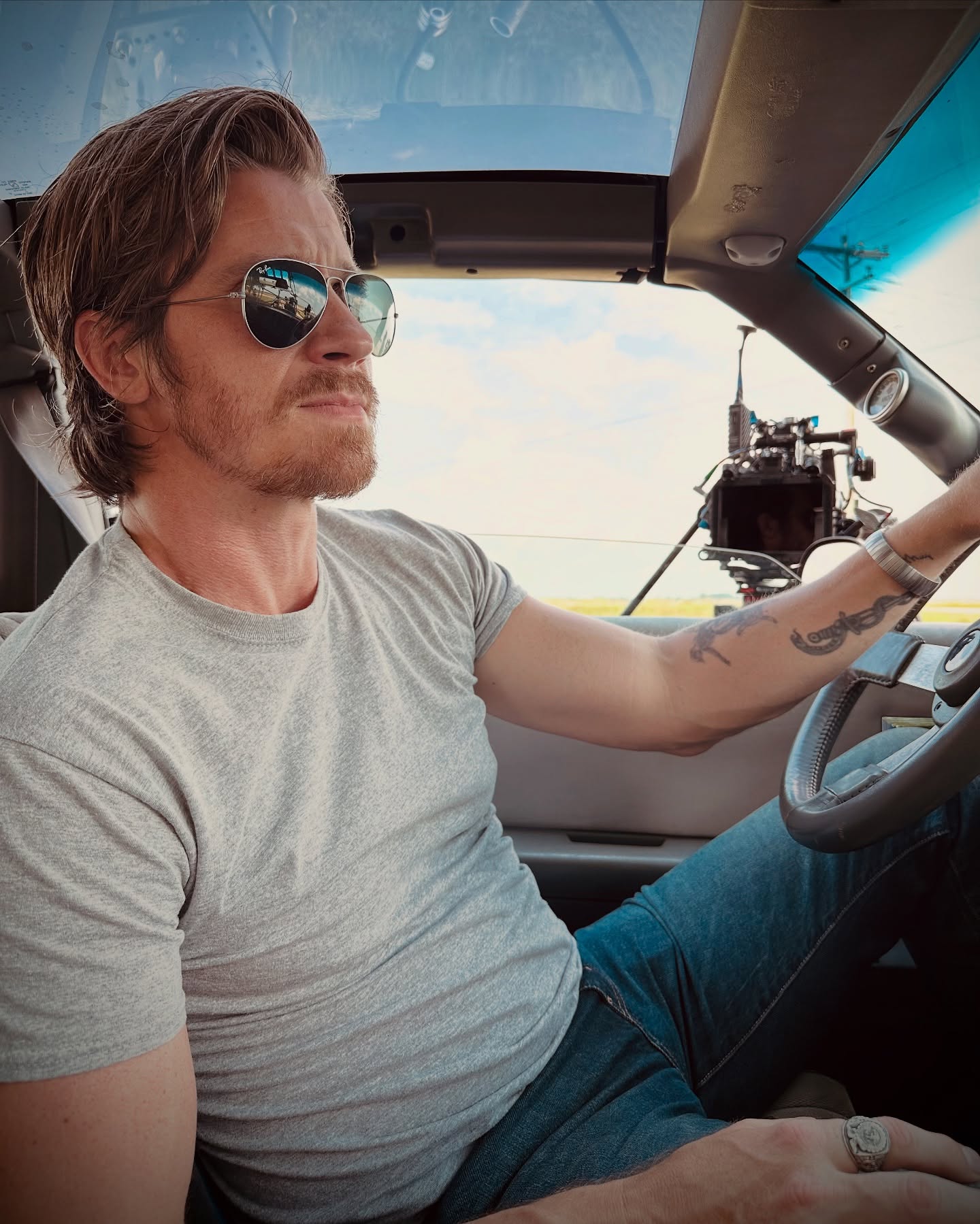 Garrett Hedlund rides into cinematic adventure as #TulsaKing hits open highways in style!!