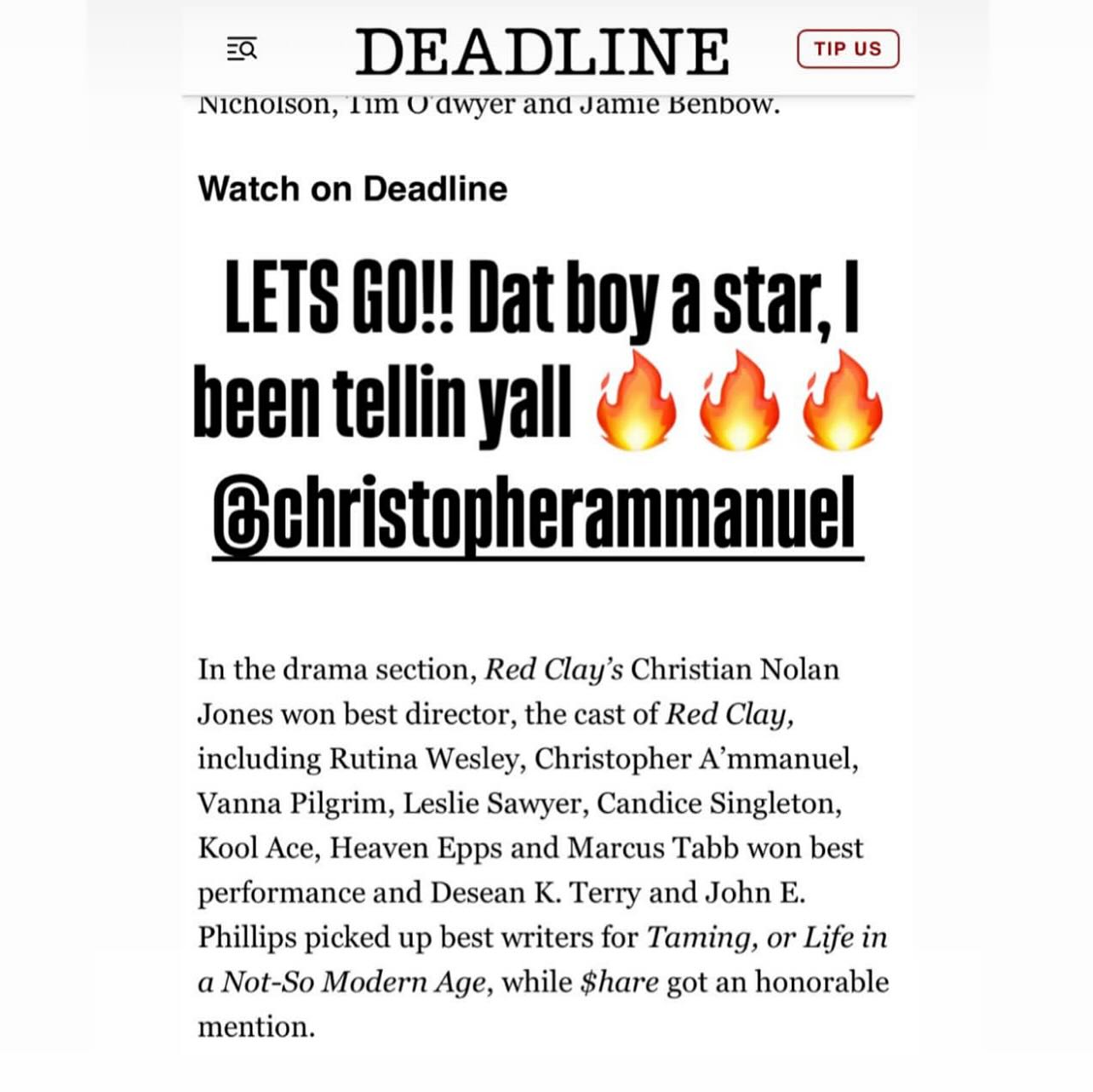 Tyrese Honors Christopher Ammanuel’s Best Actor Triumph Celebrating a film festival milestone win for a rising actor, with Tyrese's heartfelt tribute!