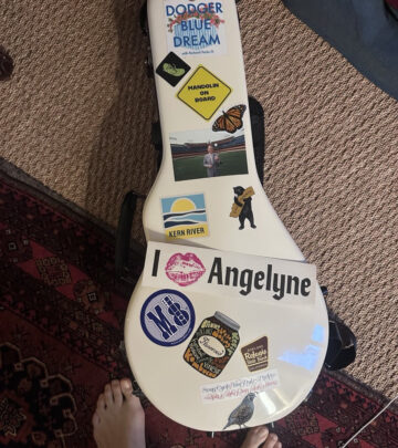 Legendary composer posts a mandolin-case snapshot at LAX before his upcoming ocean voyage.