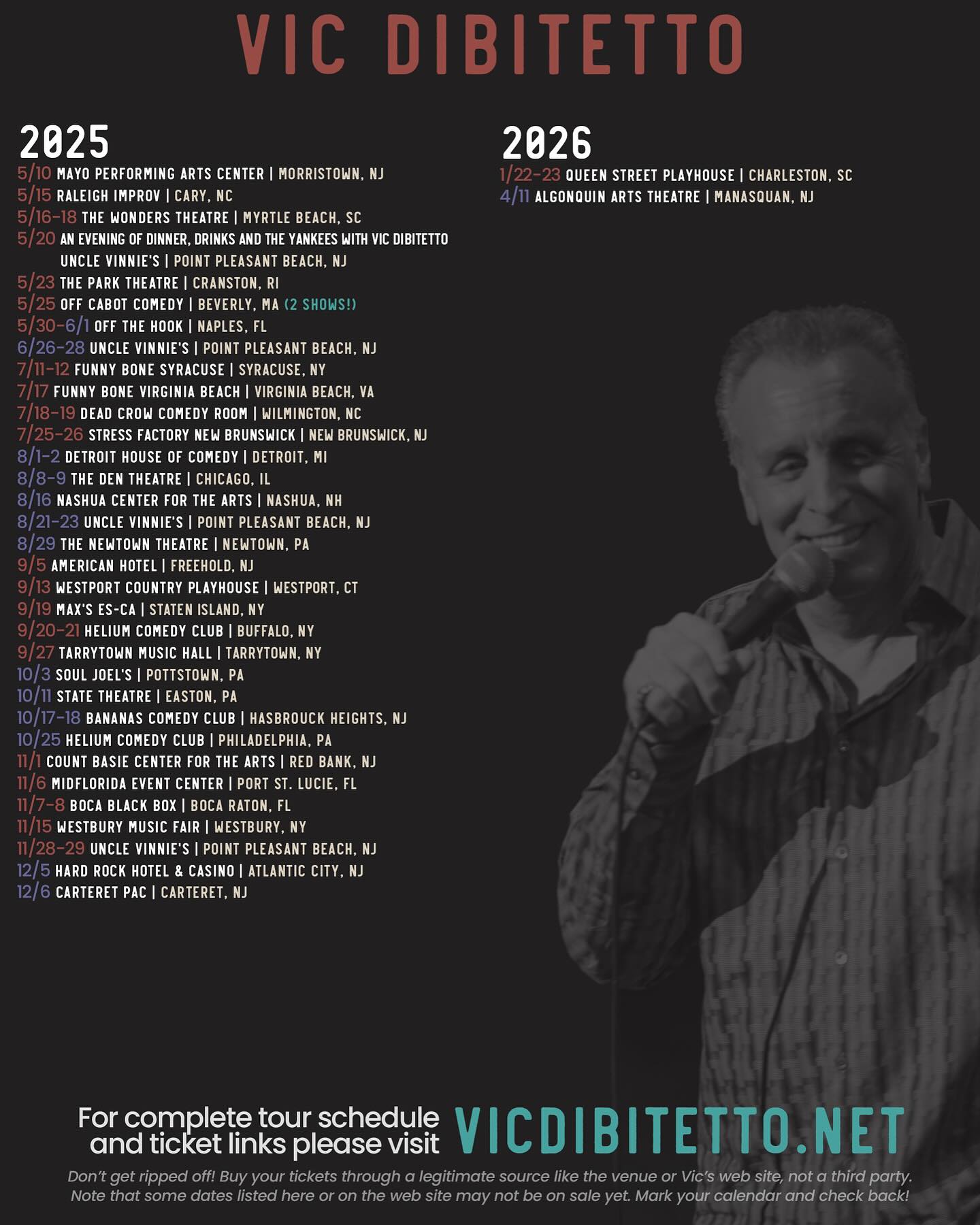 Vic DiBitetto Announces 2025 Tour Dates Celebrated comedian Vic DiBitetto teases his upcoming tour and reveals fresh 2025 schedule.