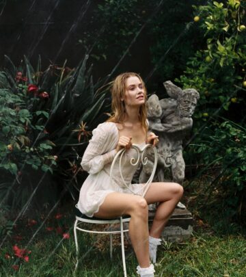 Virginia Gardner’s Dreamy Garden Shoot