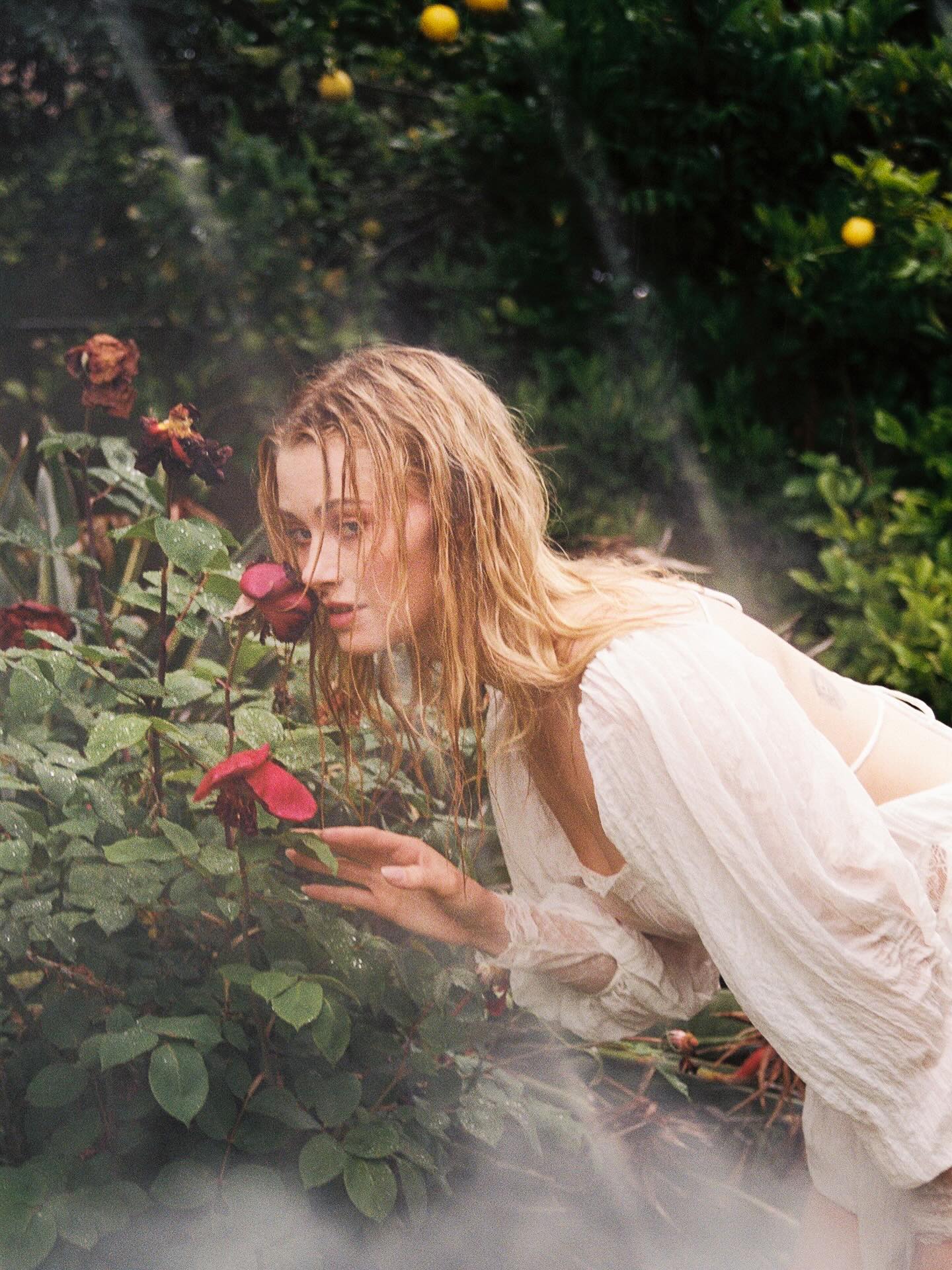 Virginia Gardner’s Dreamy Garden Shoot