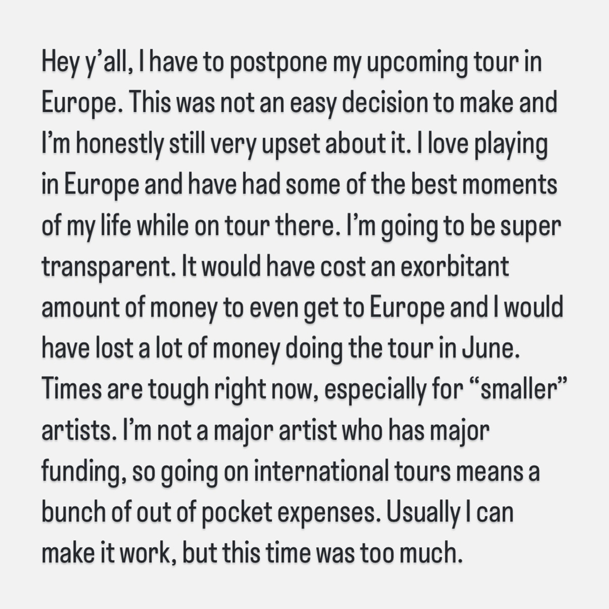 Yasmin Williams Postpones Europe Tour Guitarist Yasmin Williams postpones Europe tour; tickets are valid for rescheduled dates!!
