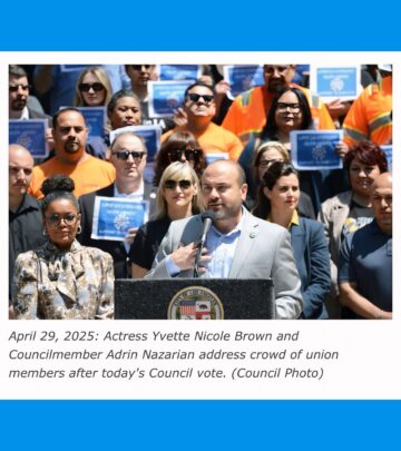 Union actress voices key legislative move to secure film and TV jobs in Los Angeles today.