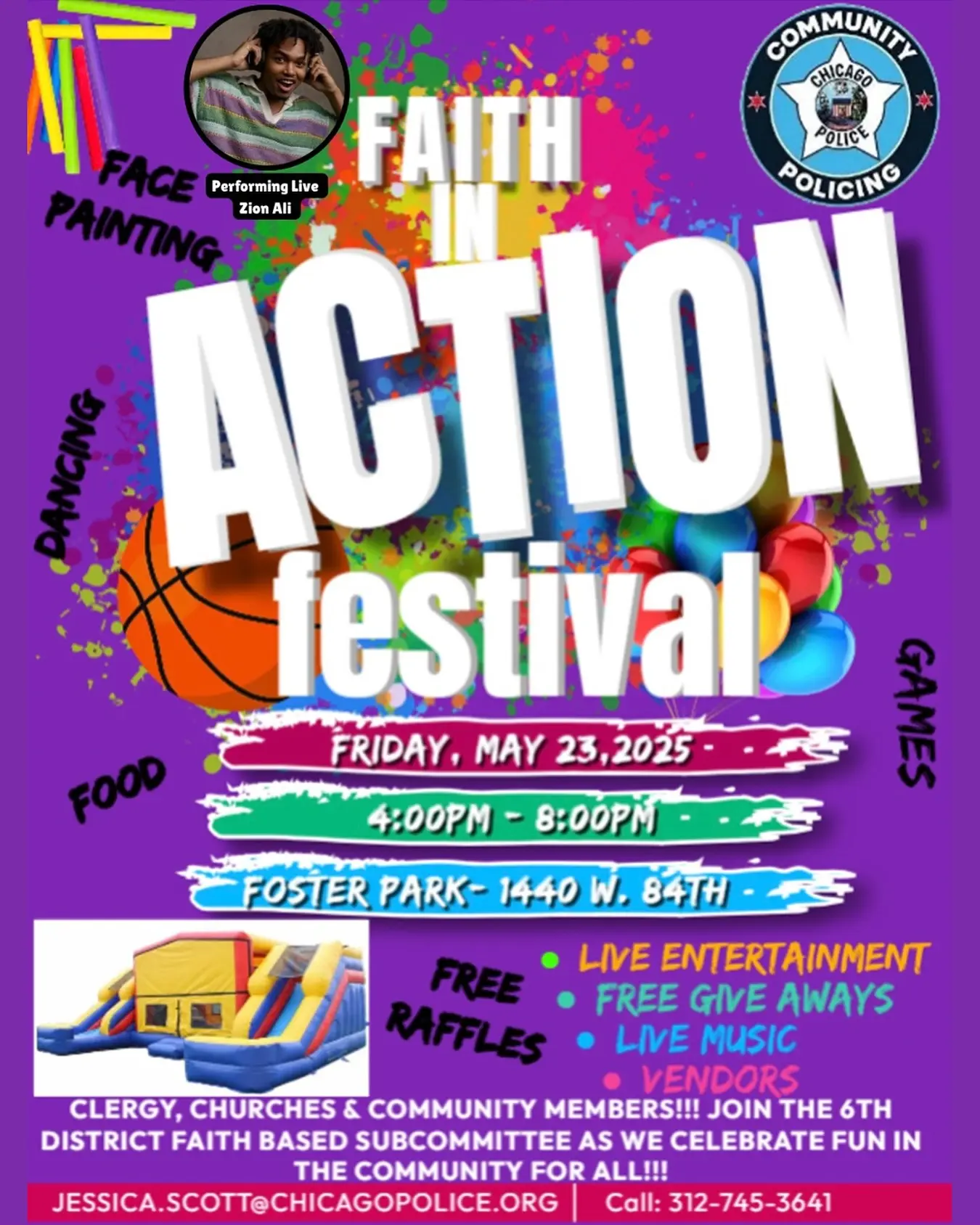 Zion Ali to Headline Faith in Action Festival Free raffles, face painting, community games fuel a high-energy live show at Foster Park.!