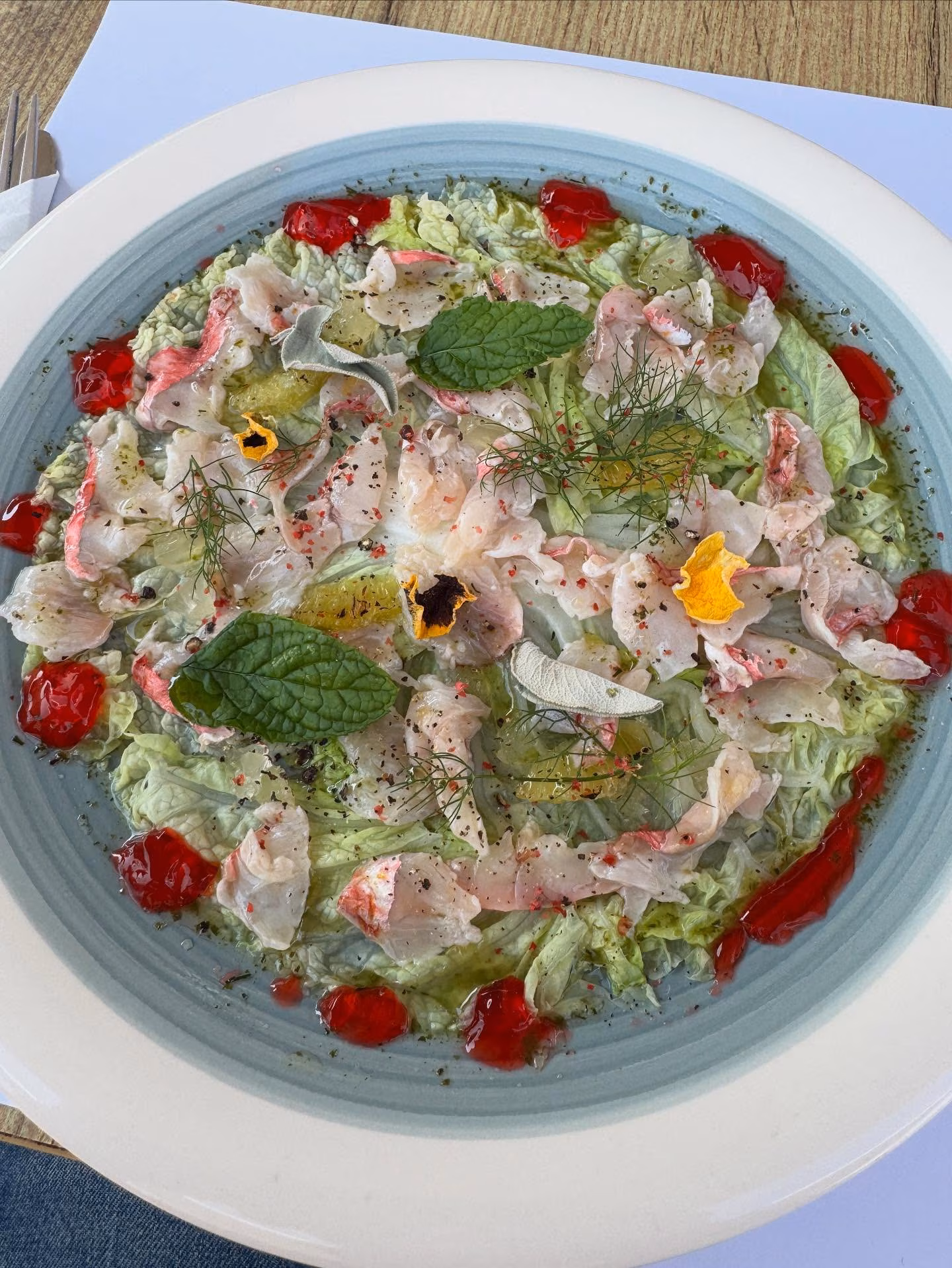 Andy Milonakis Dives Into Ceviche On His Greek Food Tour Online celeb posts a vibrant bowl tagged @waves.and.wines, showing off fresh seaside snack