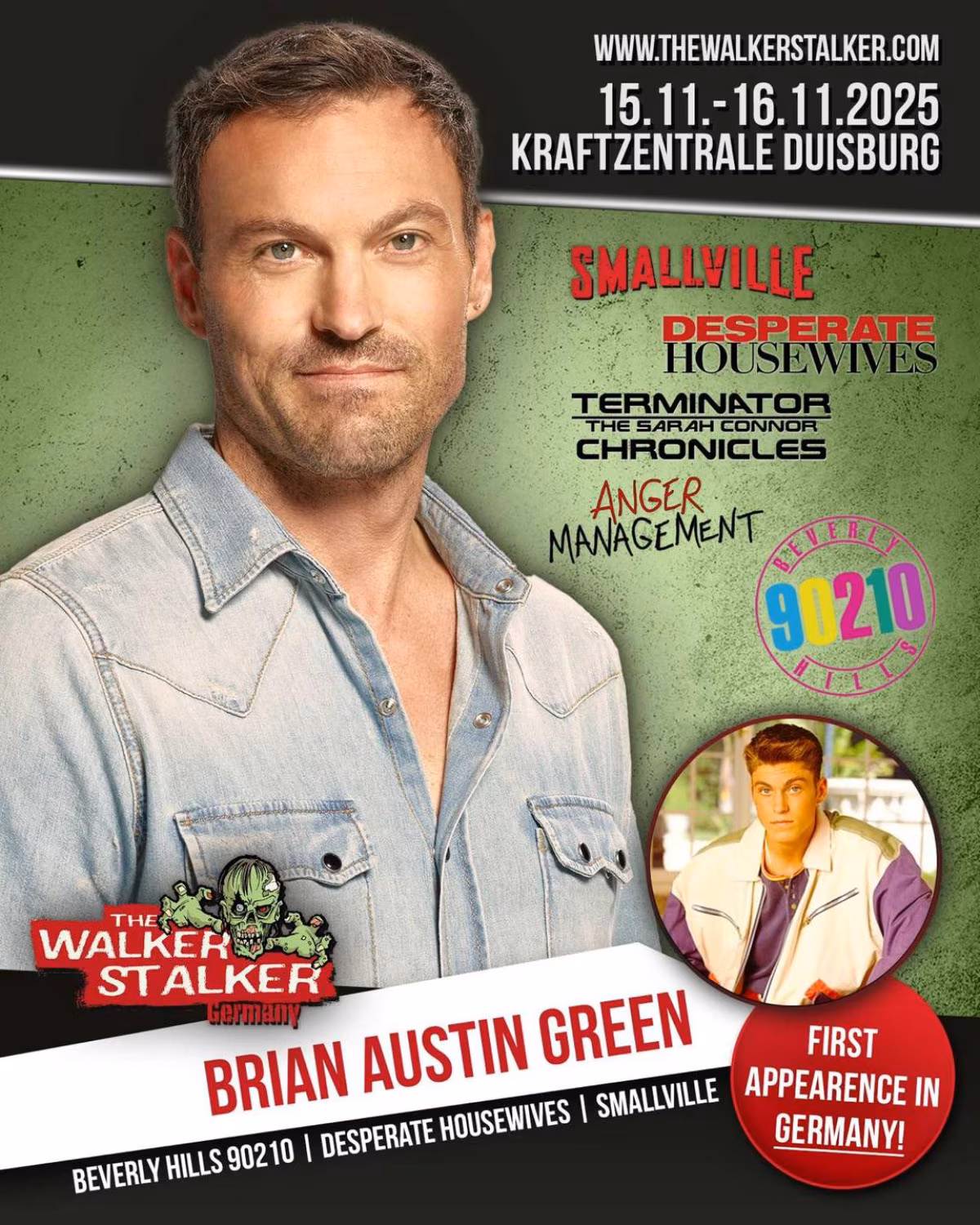 Brian Austin Green at Walker Stalker Germany The Beverly Hills 90210 star makes his German convention debut in Duisburg this November!!