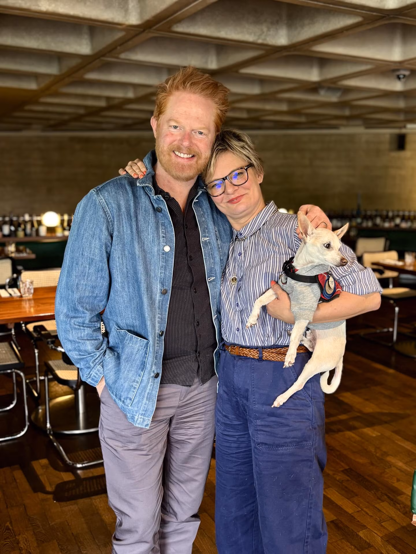 Dinner’s On Me: Martha Plimpton Joins Jesse Tyler Ferguson Actor brings co-star to London wine bar, shares on-set stories and River Phoenix memories