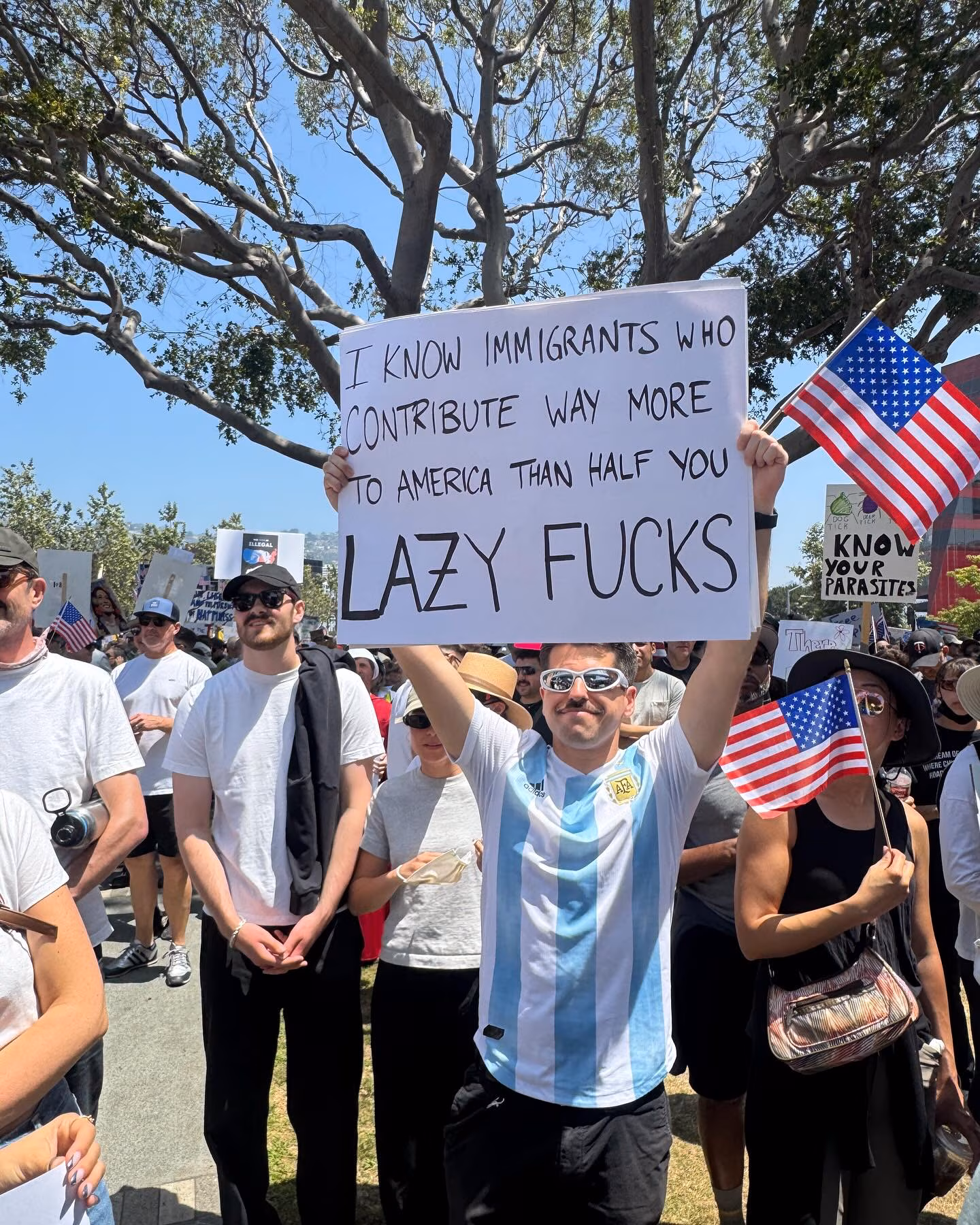Gina Gershon Joins Millions in West Hollywood Anti-Trump Protest