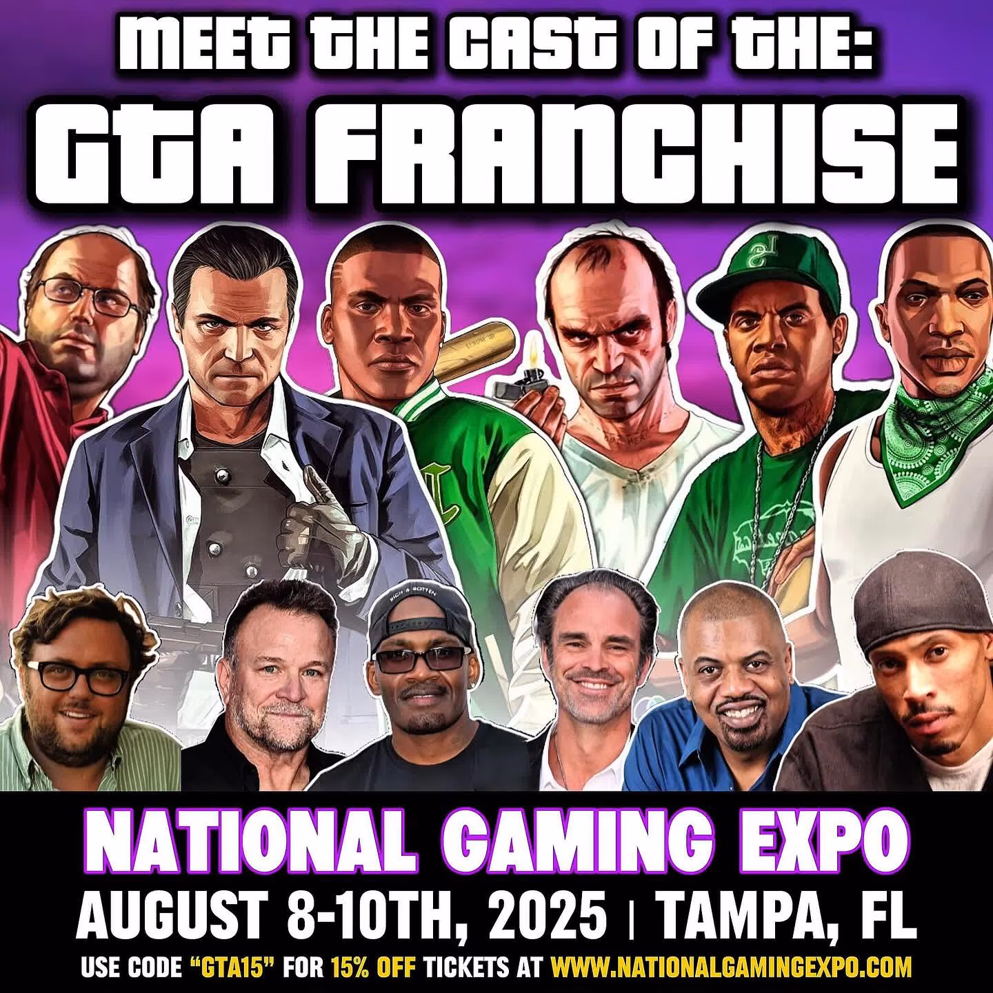 GTA Voice Actors Head to Tampa’s National Gaming Expo Grand Theft Auto voices join Tampa’s National Gaming Expo—grab tickets now with code GTA15
