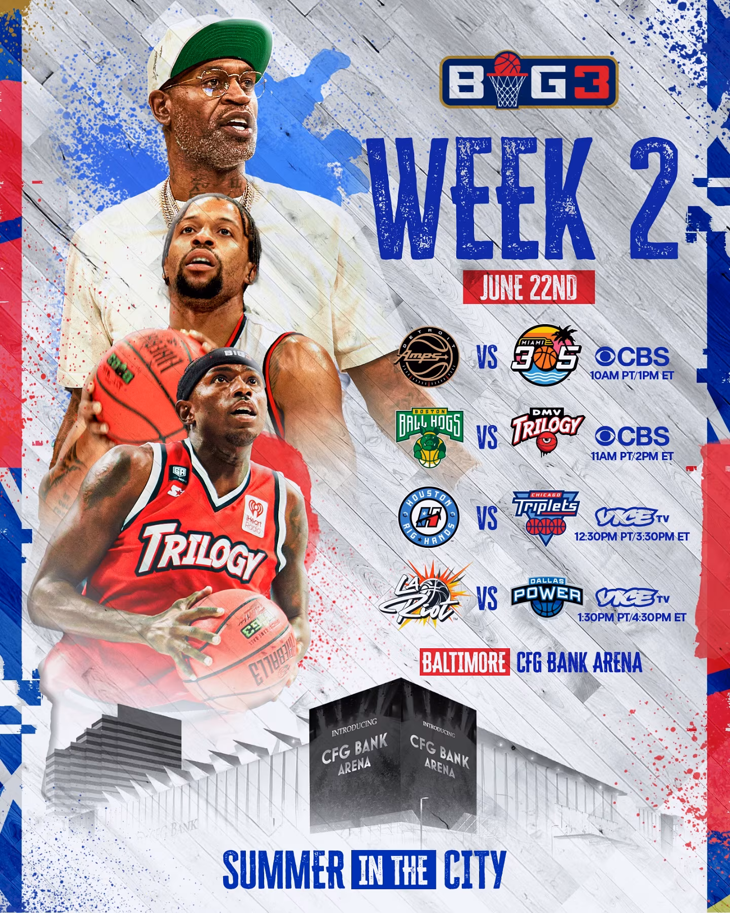 Ice Cube’s Big3 Heads to Baltimore for Week 2 Showdowns Immerse in non-stop 3-on-3 basketball as elite squads battle Charm City during round two!!