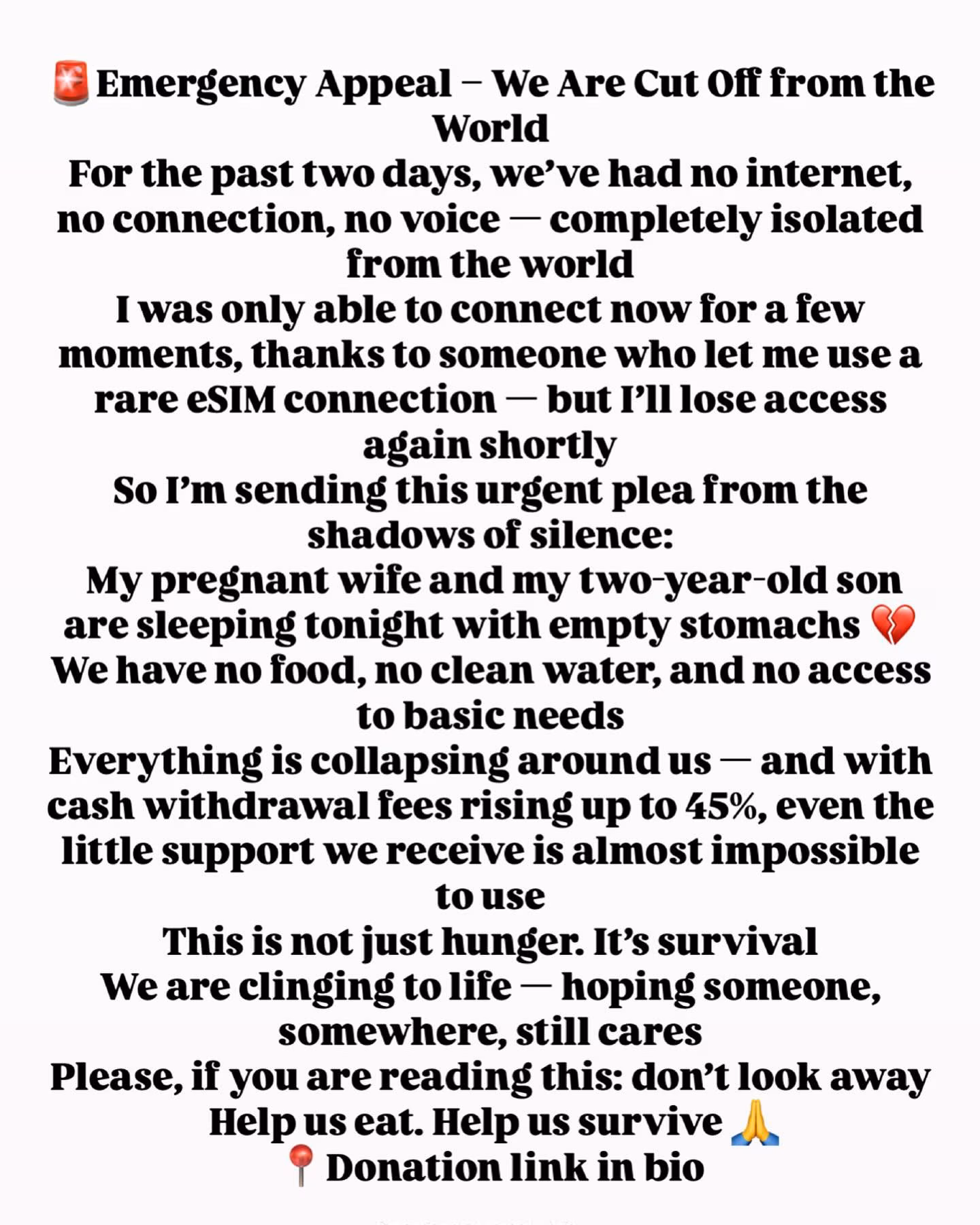 Poet-activist issues Gaza blackout and food shortage alert, urging followers to donate now