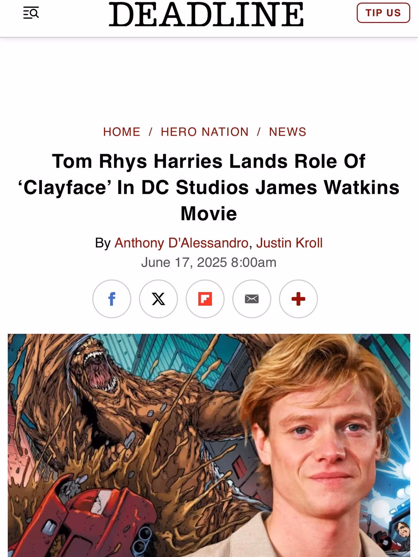 Tom Rhys Harries Cast as DCU’s Clayface Gunn and Reeves praise Welsh actor’s new bold skills ahead of his upcoming DCU debut as Clayface